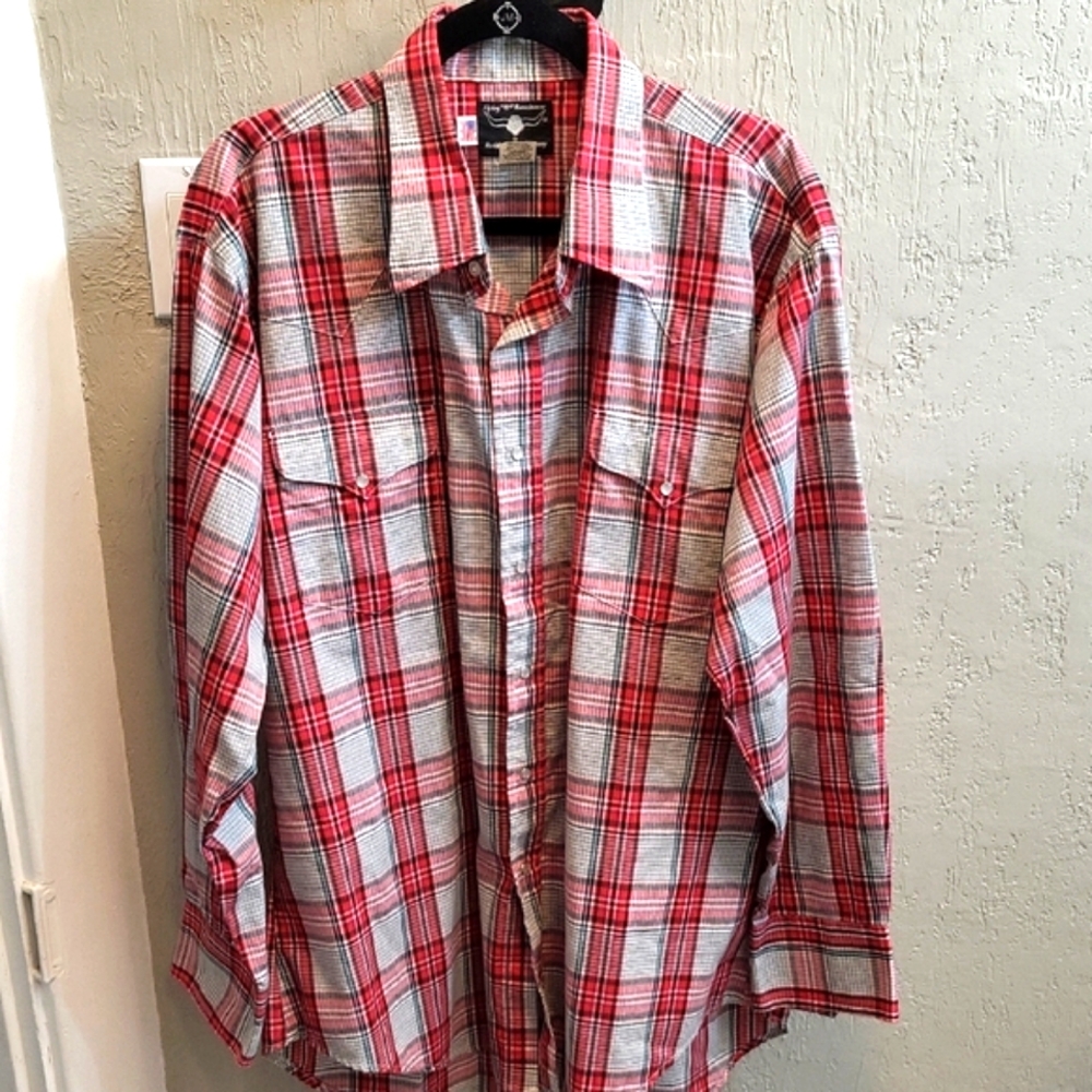 Vintage Flying Ranchwear Plaid Western Shirt with Pearl Snaps